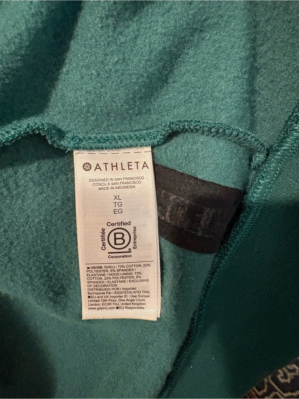 Athleta Forever Fleece Crop Full Zip Hooded Sweatshirt Viridian Green XL - Picture 6 of 10